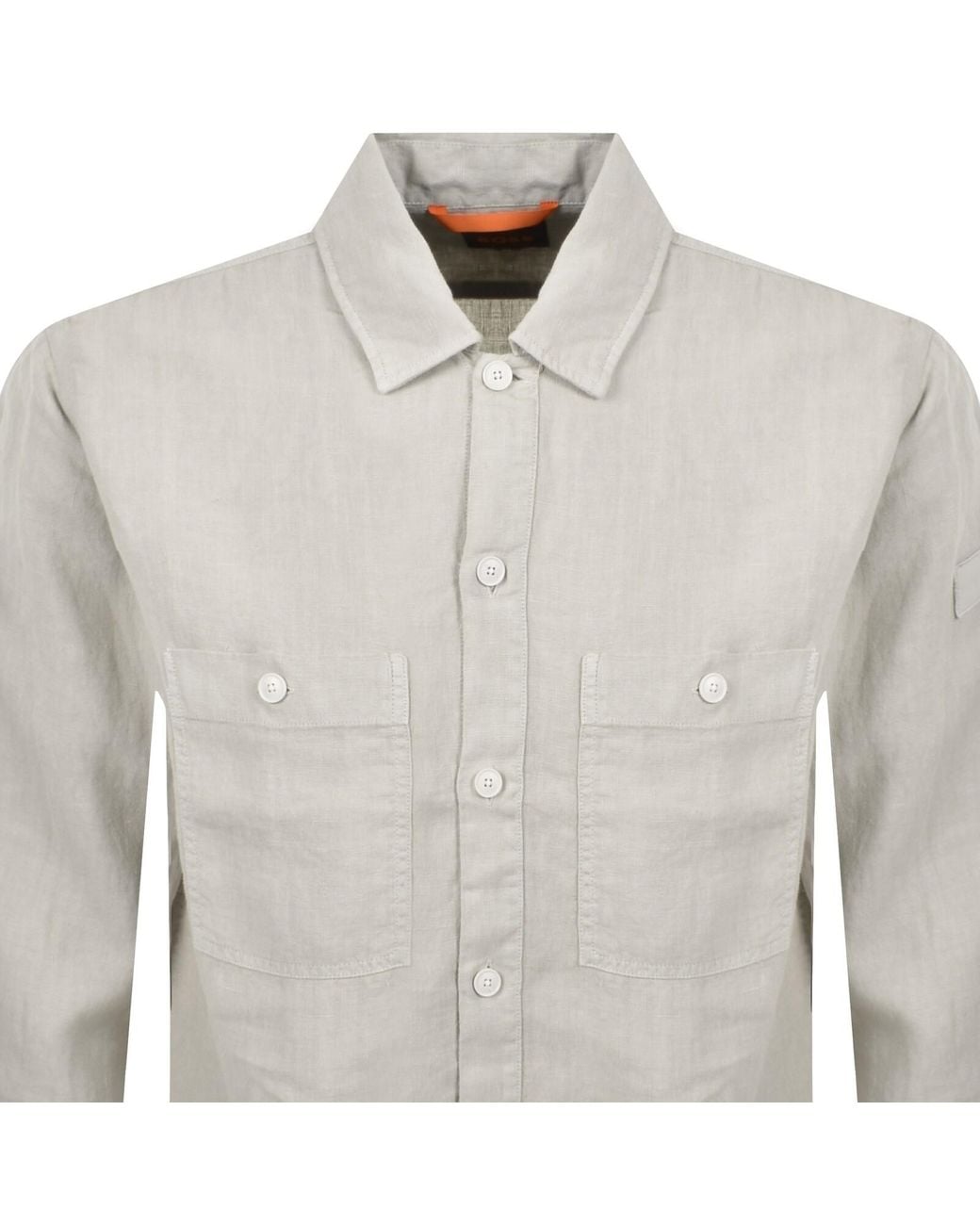 Boss Gray Boss Locky 2 Linen Overshirt for men