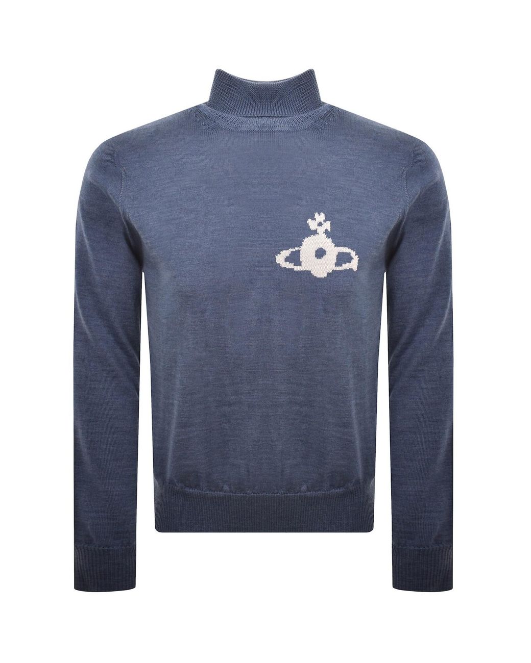 Vivienne Westwood Blue High Neck Knit Jumper for men