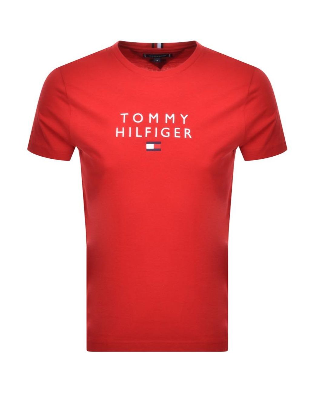 Tommy Hilfiger Cotton Icon Flag Logo T Shirt in Red for Men - Lyst
