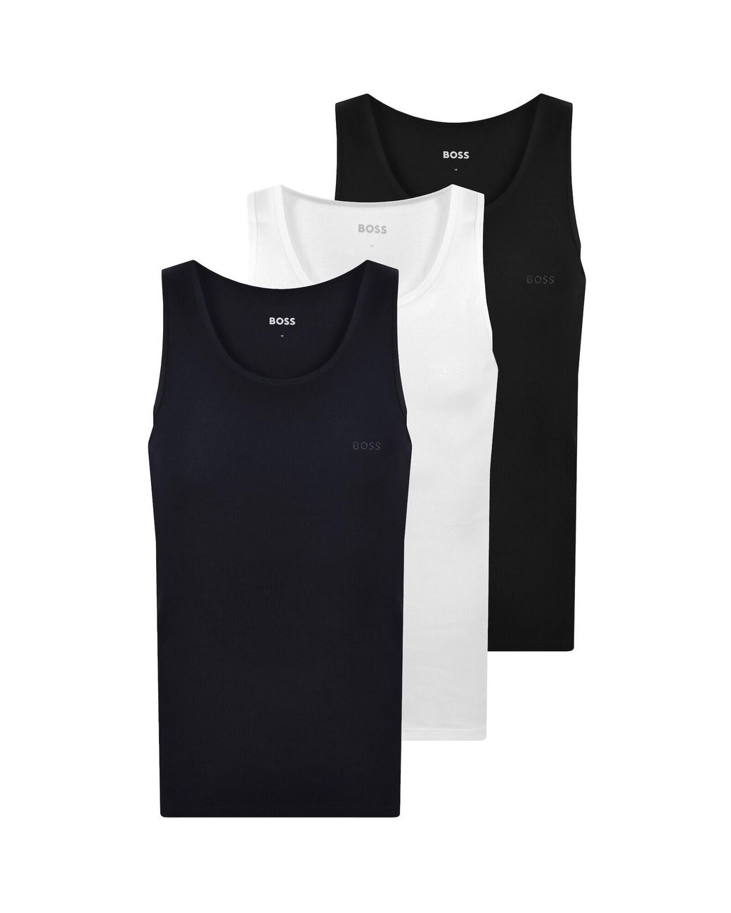 BOSS BUSINESS Blue Boss 3 Pack Classic Rib Vests for men