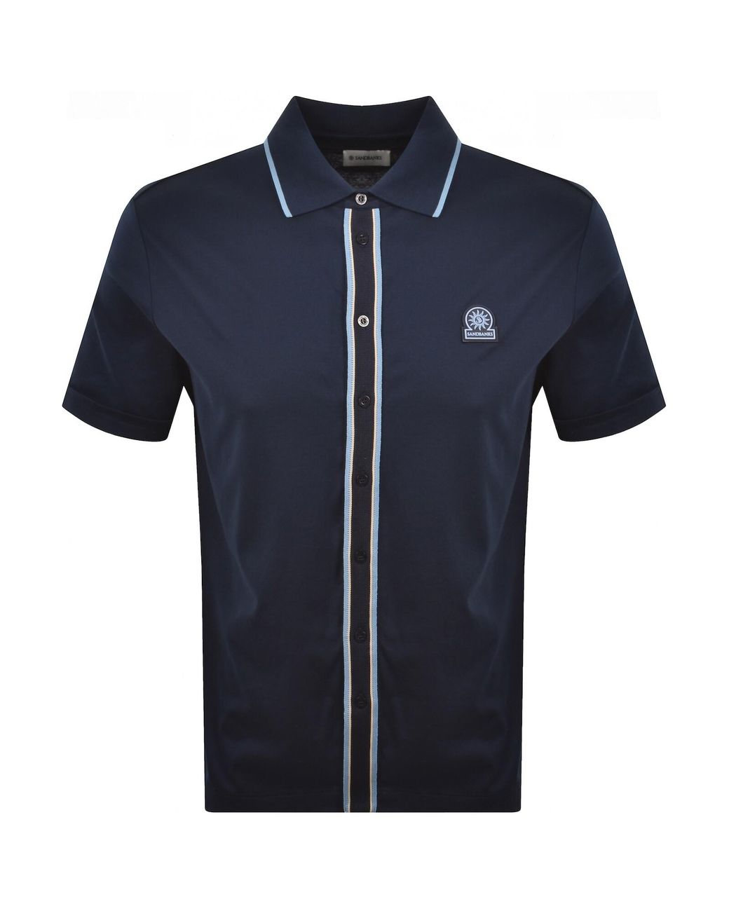Sandbanks Blue Contrast Tipped Placket Shirt for men