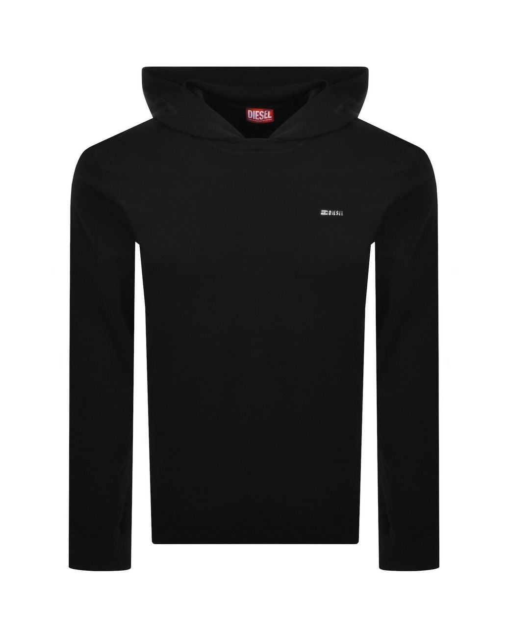 DIESEL Black T Bill Hooded Long Sleeve T Shirt for men