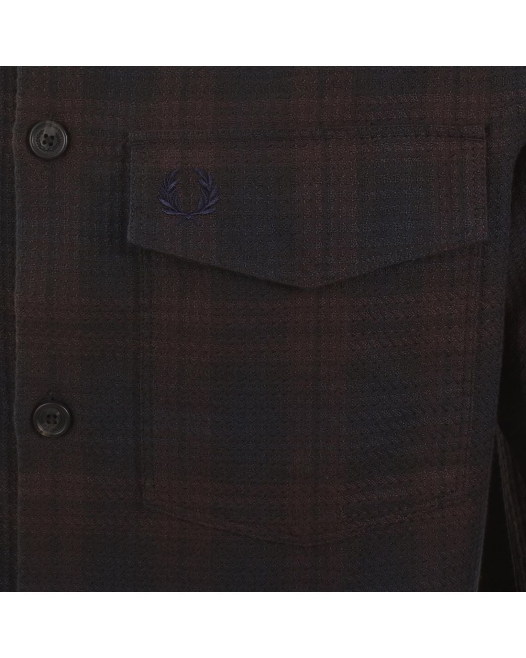 Fred Perry Black Textured Check Overshirt for men