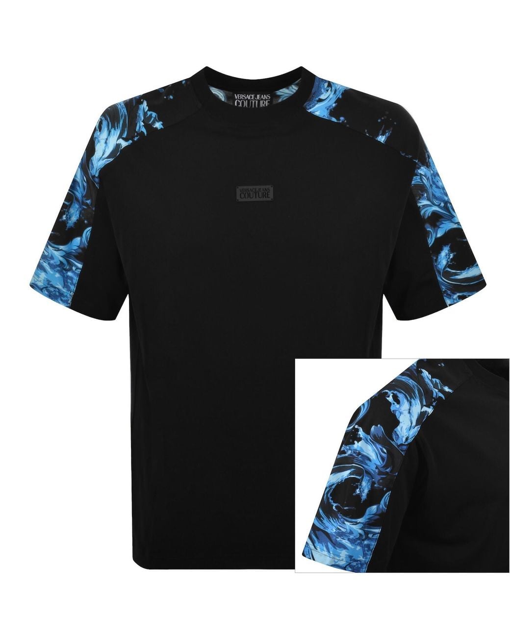 Versace Jeans Black Couture Contrast Print T Shirt for men