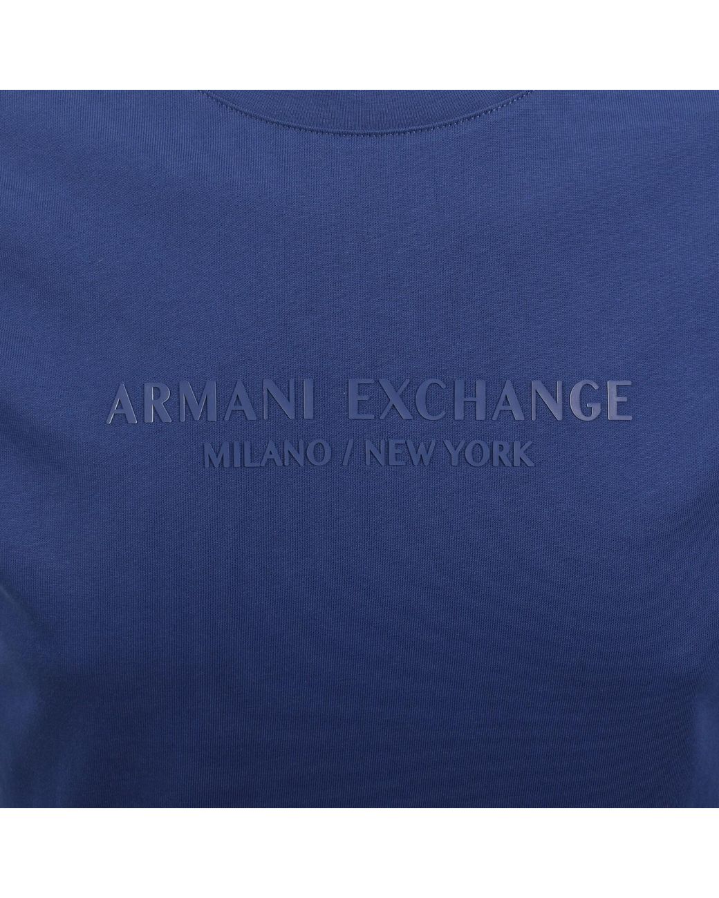 ARMANI EXCHANGE Blue Regular Fit Logo T Shirt for men
