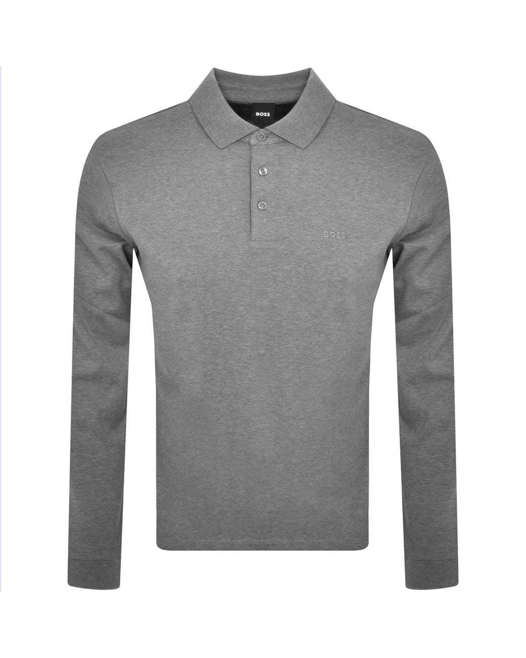 BOSS BUSINESS Gray Boss Pado 30 Long Sleeved Polo T Shirt for men