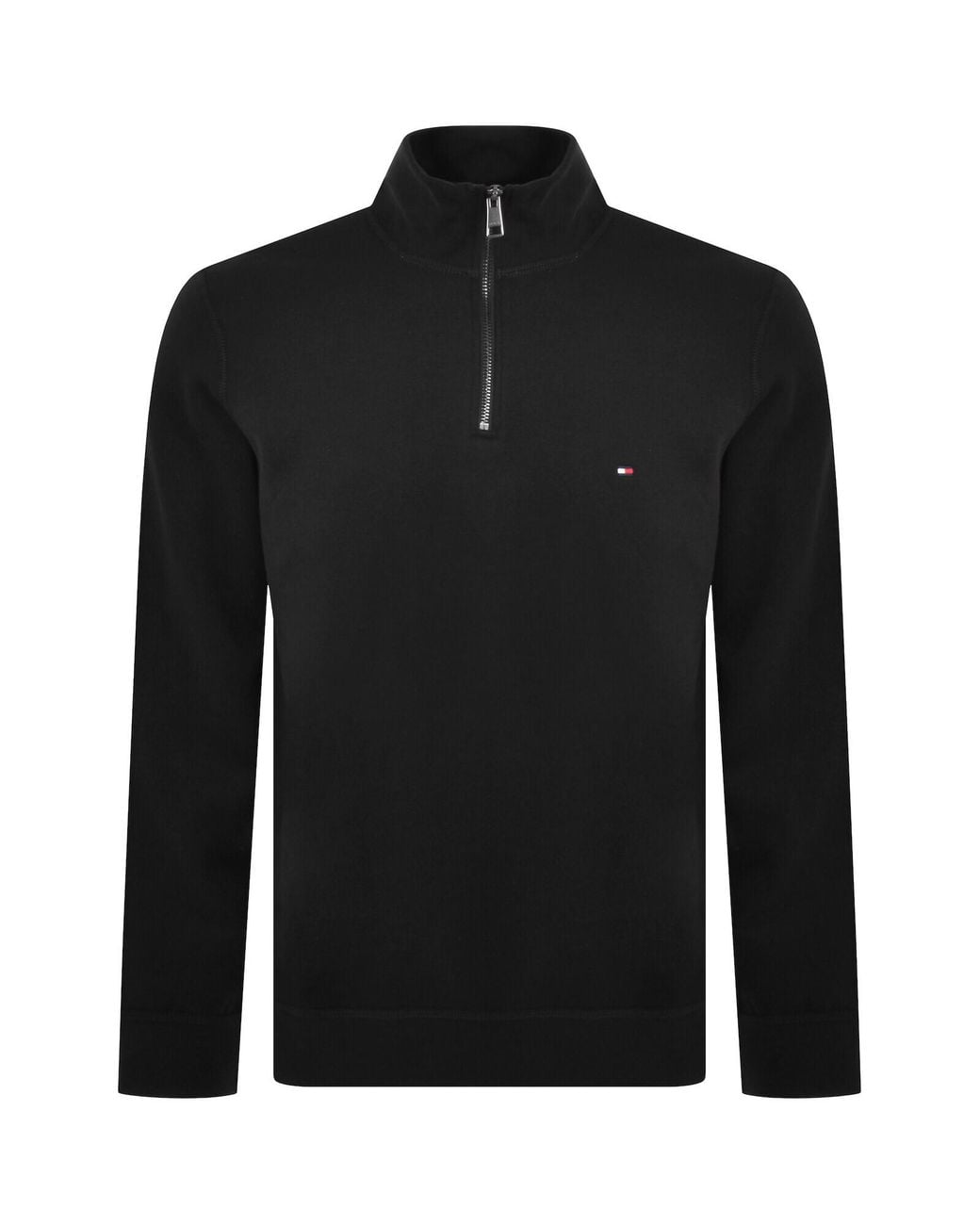 Tommy Hilfiger Black Quarter Zip Fleece Sweatshirt for men