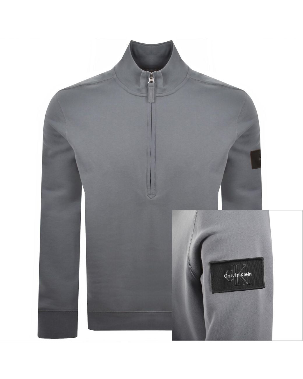 Calvin Klein Gray Jeans Badge Sweatshirt for men