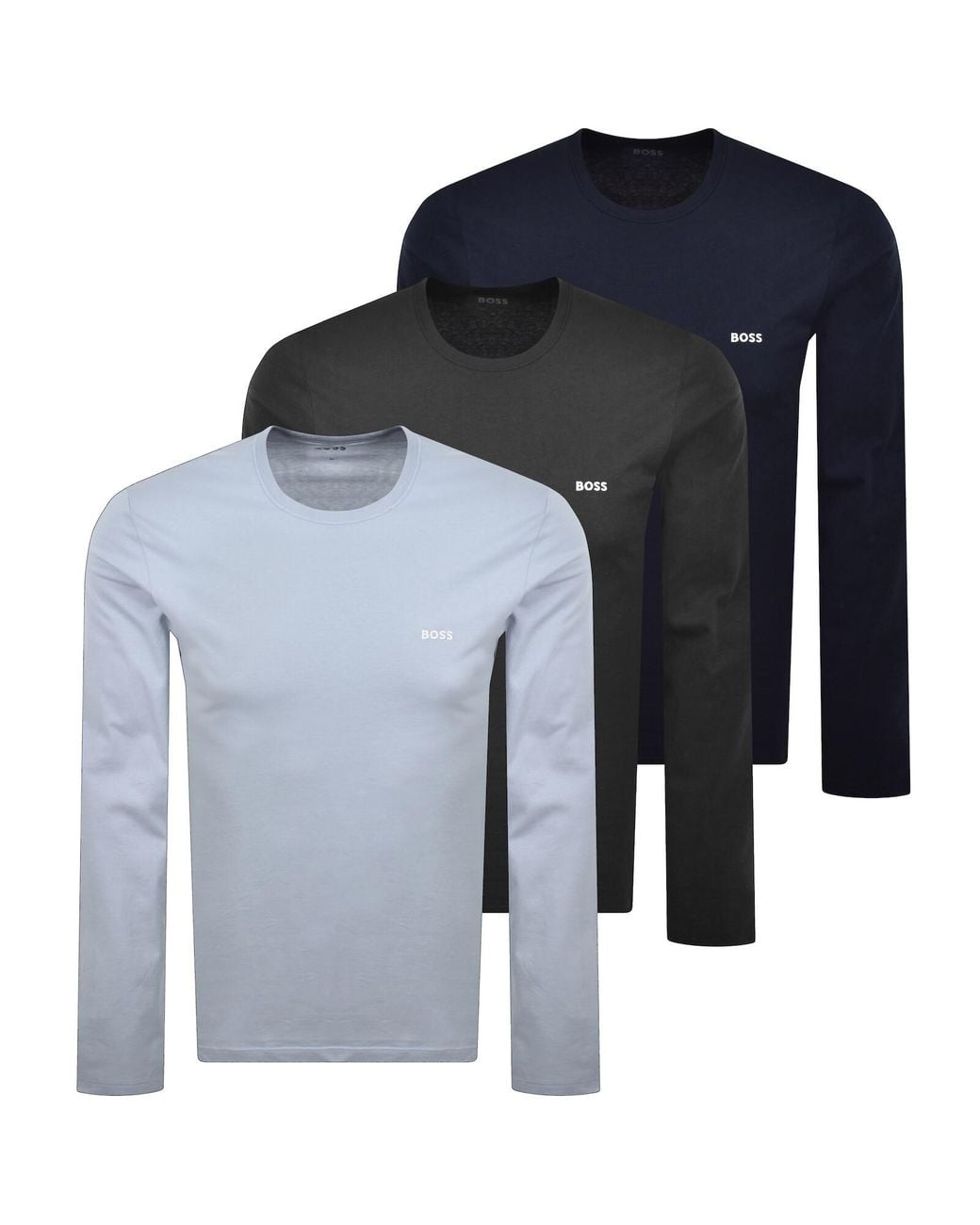 BOSS BUSINESS Blue Boss 3 Pack Long Sleeve T Shirts for men