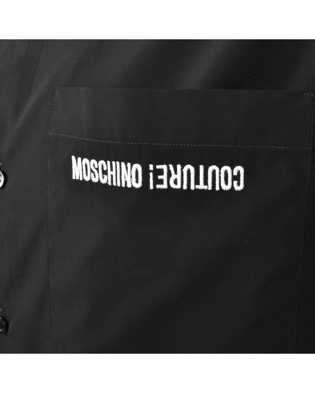 Moschino Black Short Sleeve Poplin Shirt for men