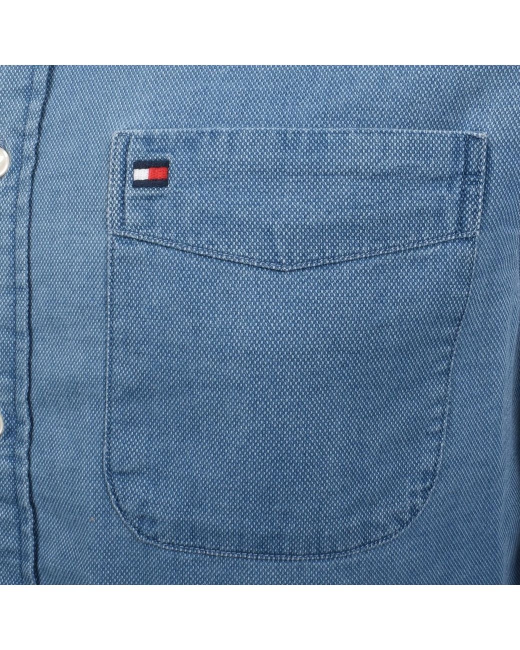 Tommy Hilfiger Blue Dobby Long Sleeve Shirt for men