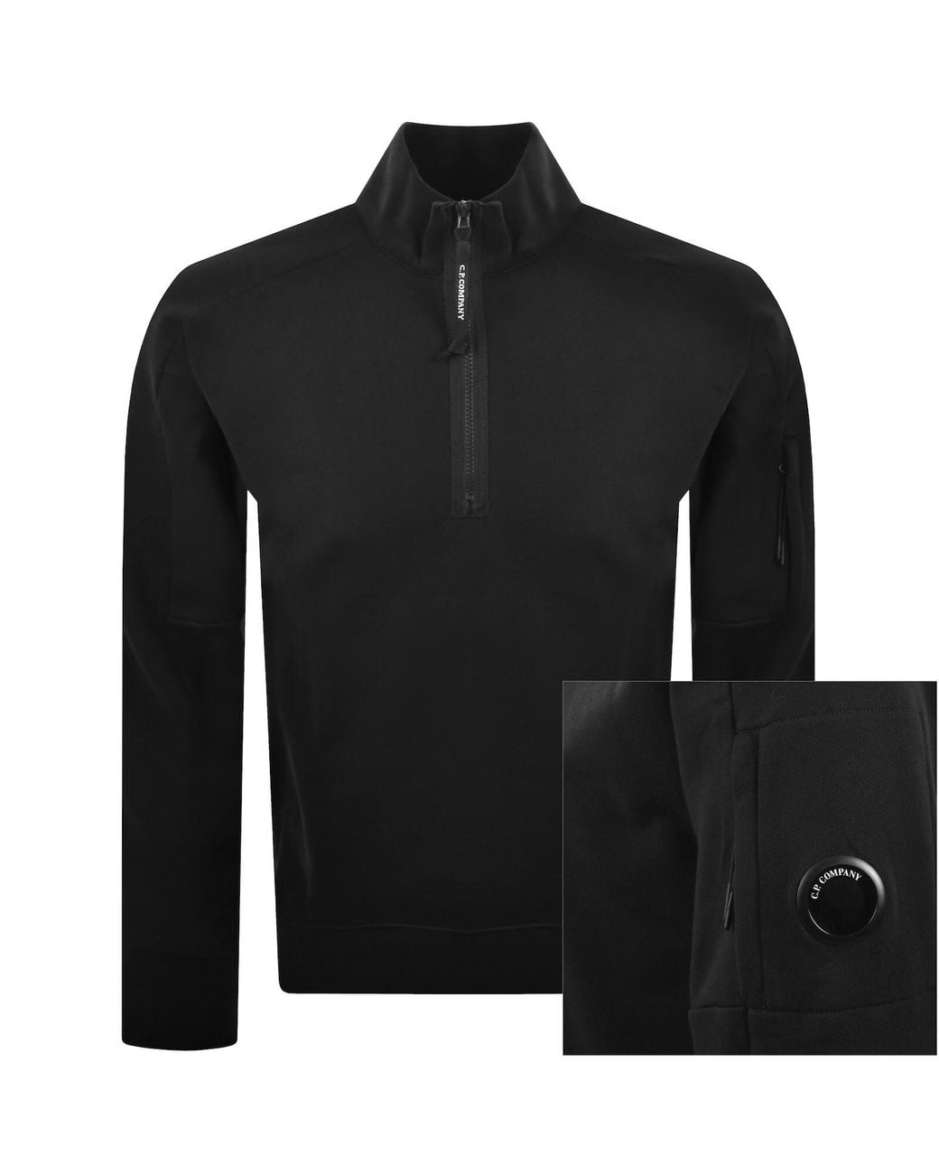 C P Company Black Cp Company Half Zip Sweatshirt for men
