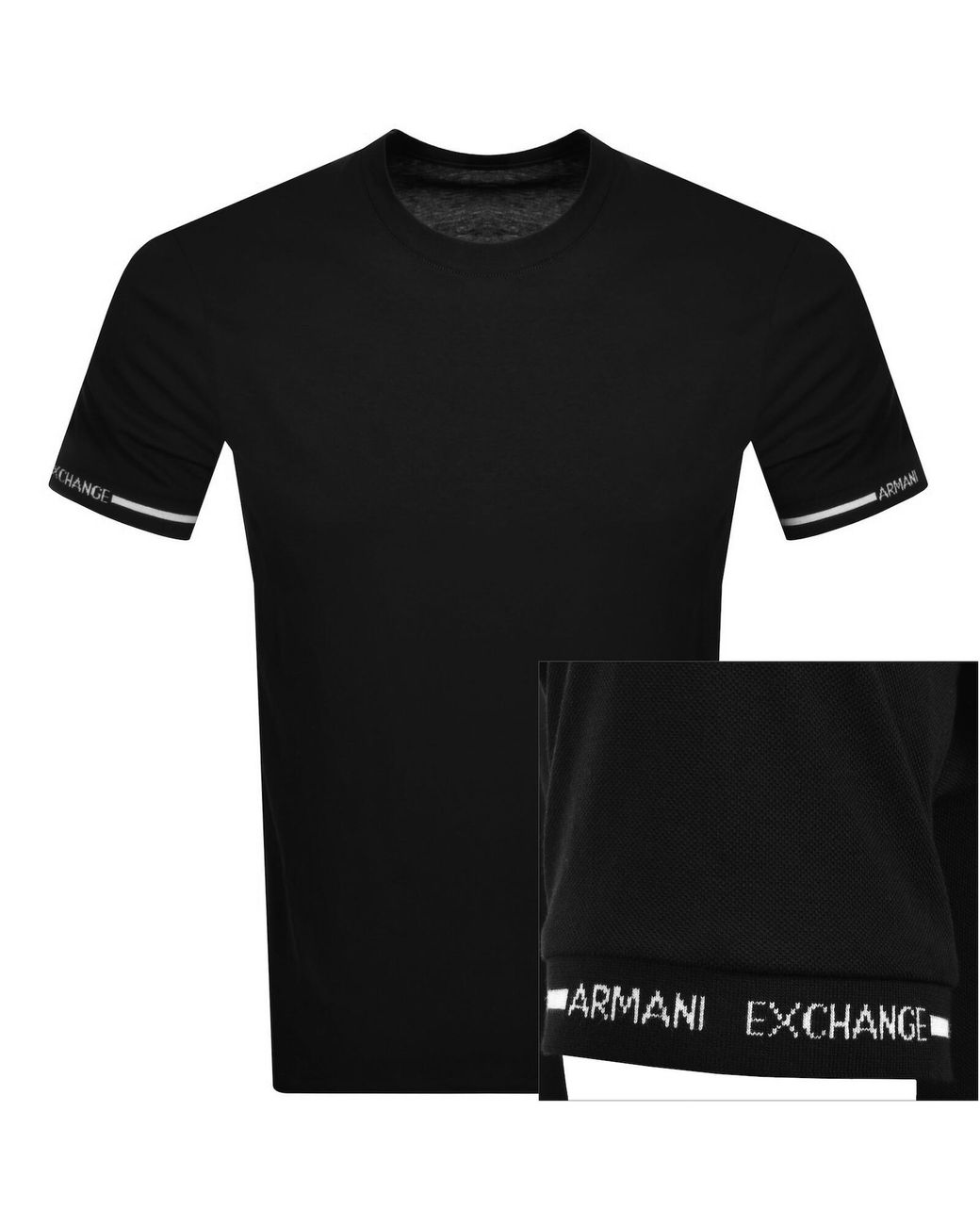 ARMANI EXCHANGE Black Pique T Shirt for men