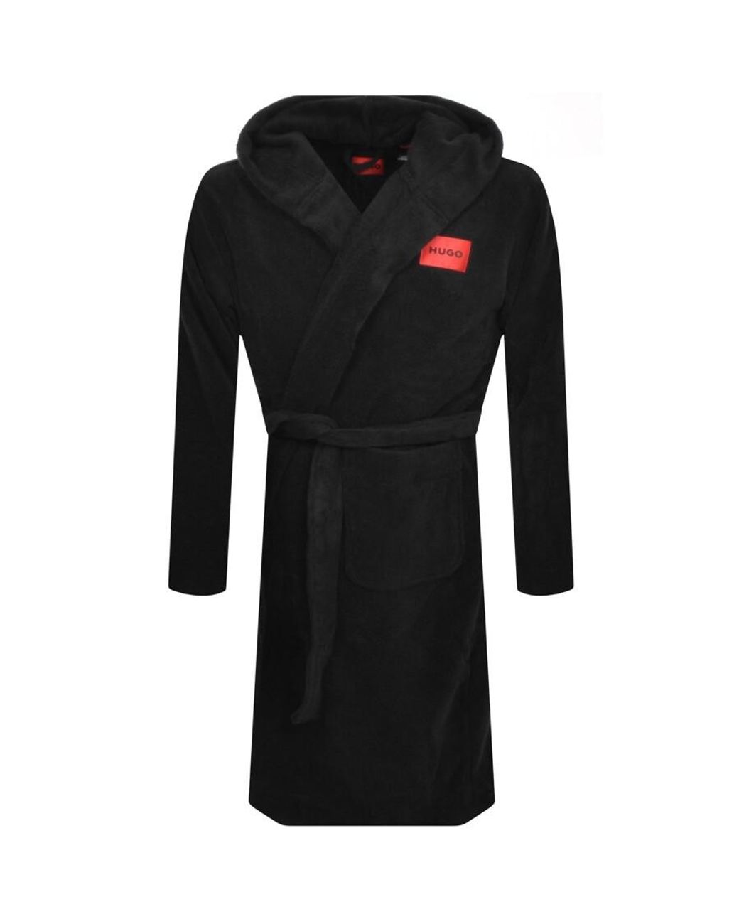 HUGO Terry Hooded Dressing Gown in Black for Men | Lyst UK