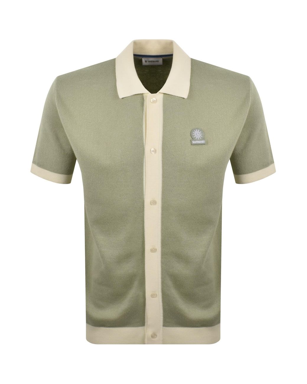 Sandbanks Green Full Button Polo T Shirt for men