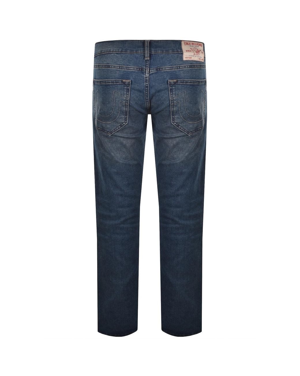 True Religion Blue Ricky Rip Repair Straight Jeans for men