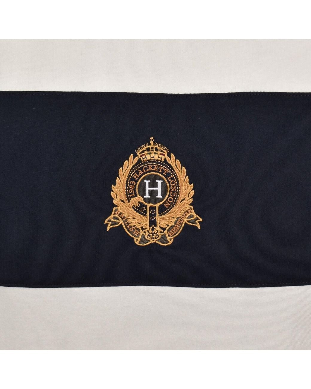 Hackett White Heritage Crest Panel T Shirt Old for men