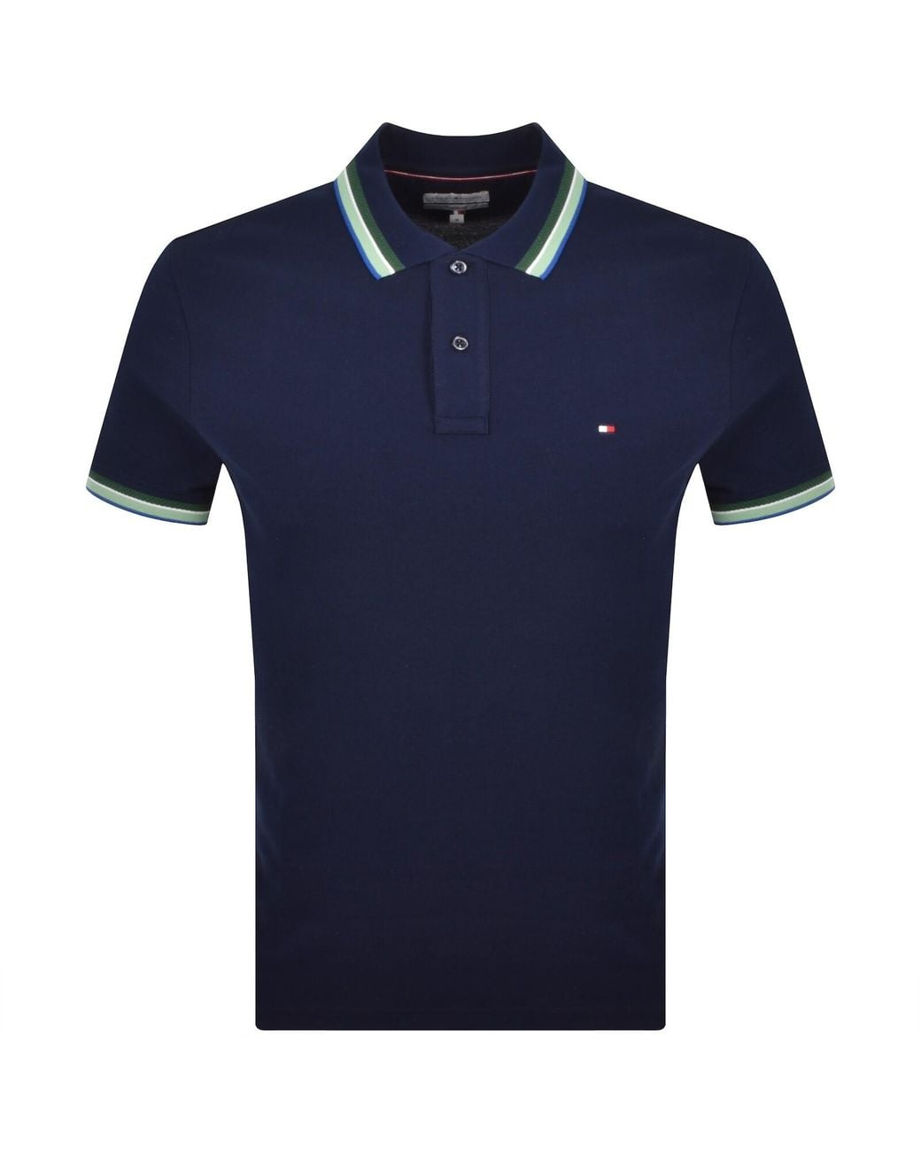 Tommy Hilfiger Blue Contrast Collar Polo T Shirt for men