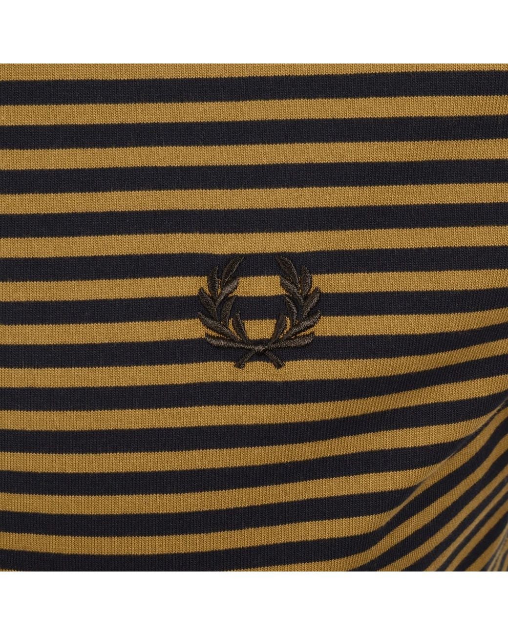 Fred Perry Green Fine Stripe T Shirt for men