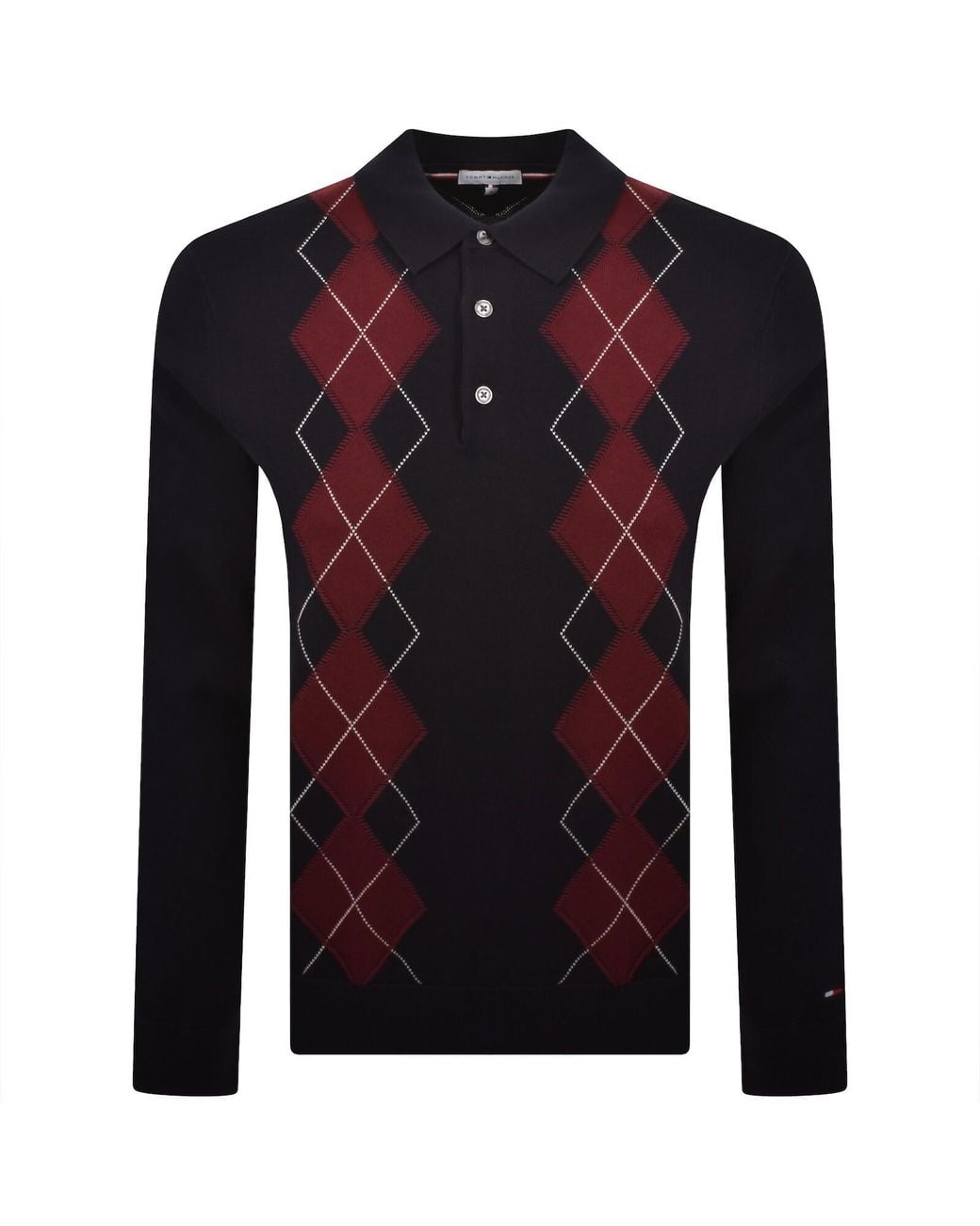 Tommy Hilfiger Blue Argyle Long Sleeve Polo for men