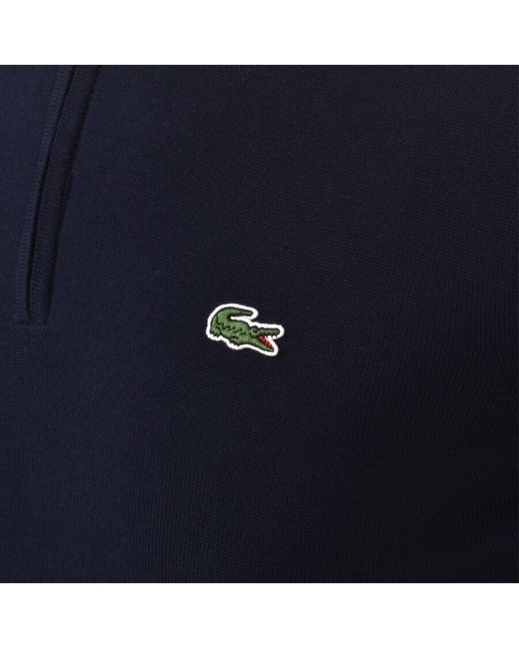 Lacoste Blue Quarter Zip Knit Jumper for men