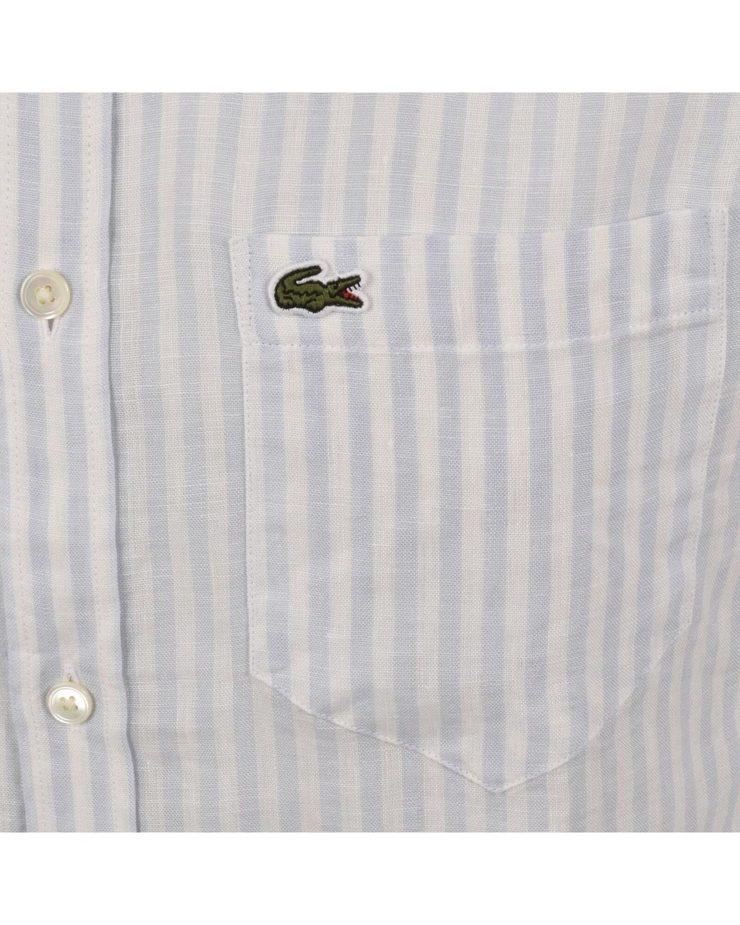 Lacoste Gray Linen Striped Shirt for men