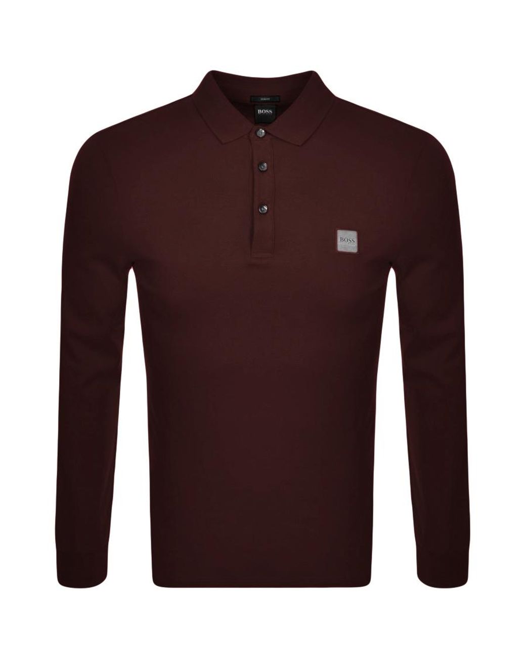 BOSS by Hugo Boss Cotton Long Sleeved Polo Shirt Burgundy in Green for ...