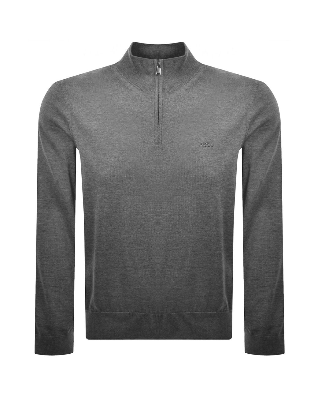 BOSS BUSINESS Gray Boss Ebenji Quarter Zip Wool Jumper for men
