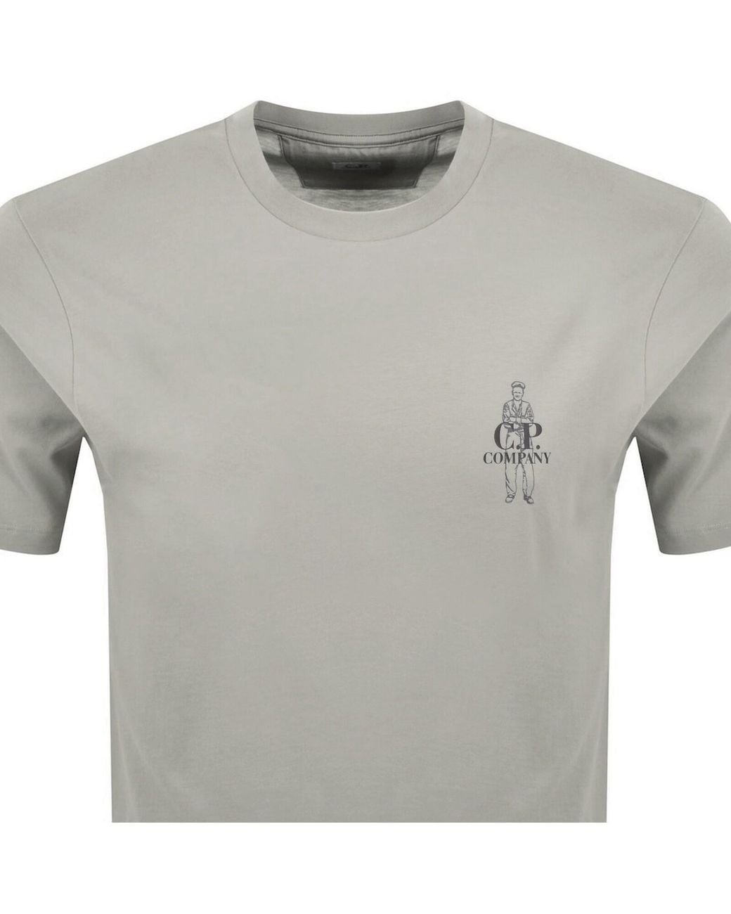 C P Company Gray Cp Company Comfort Logo T Shirt Flint for men