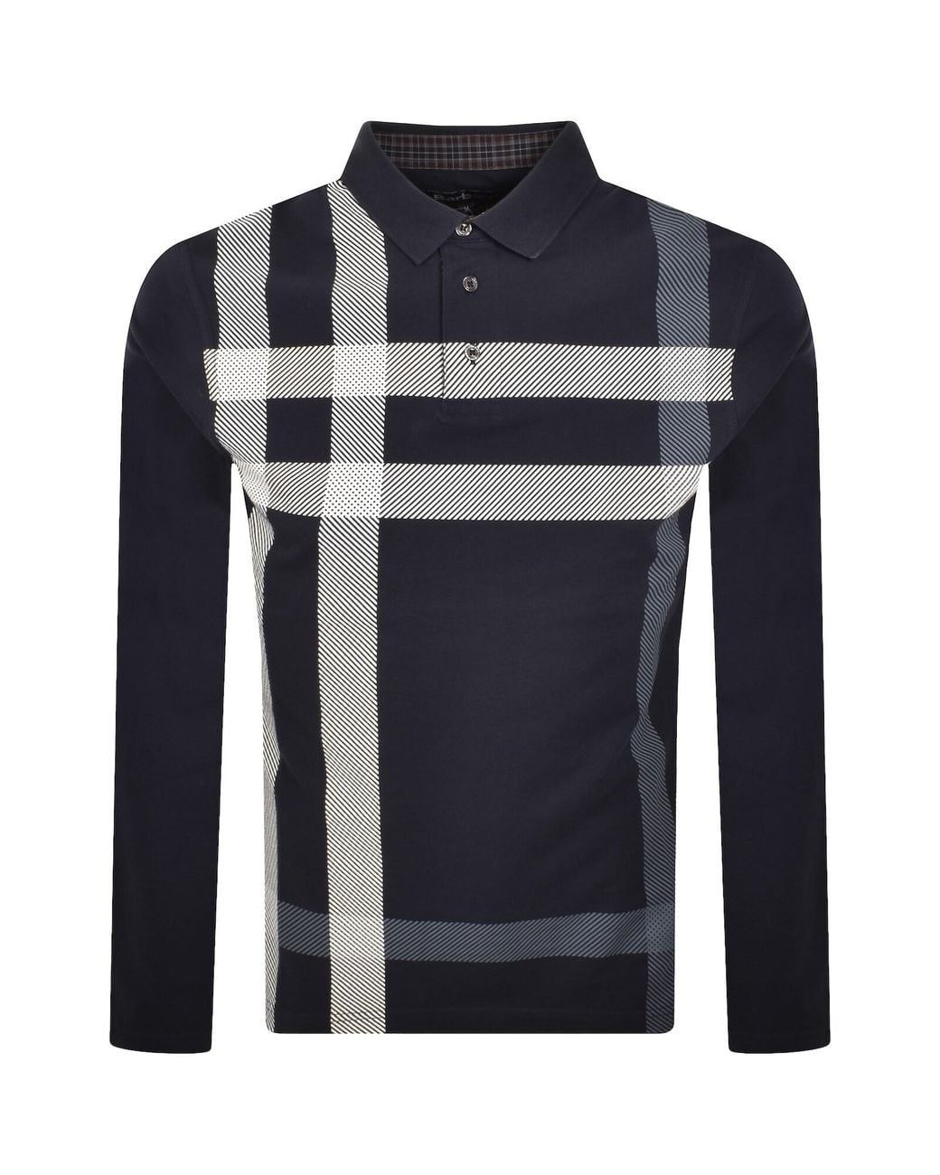 Barbour Blue Blaine Long Sleeve Polo T Shirt for men