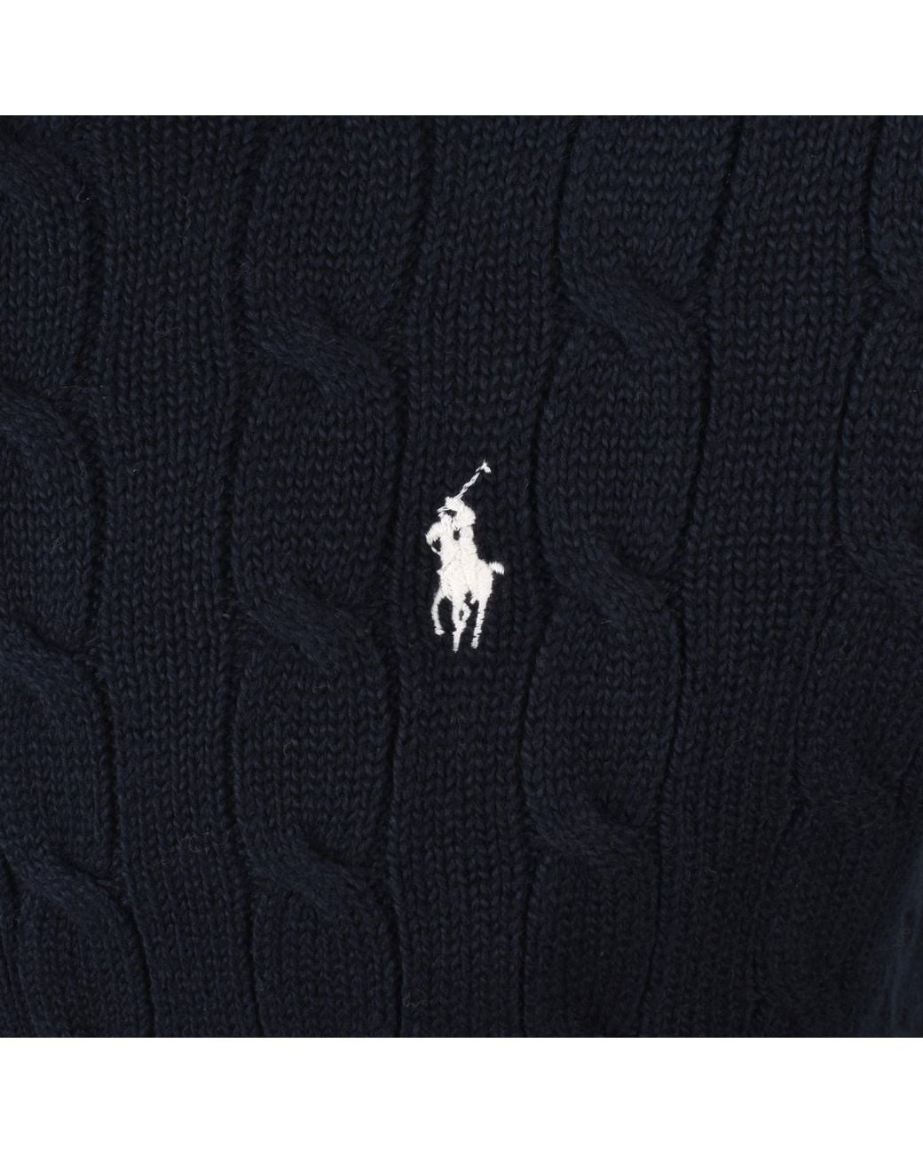 Ralph Lauren Blue Half Zip Cable Knit Jumper for men