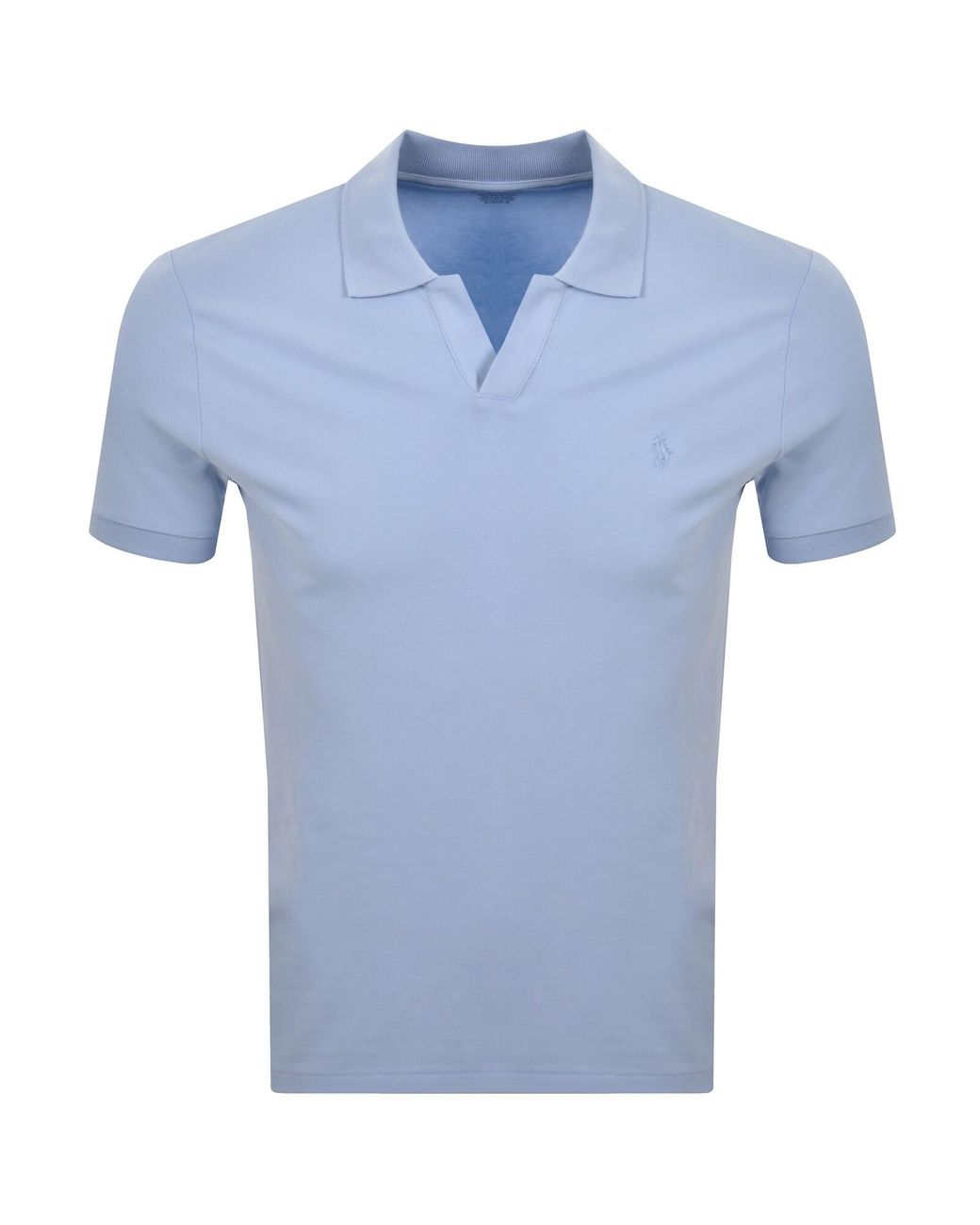 Ralph Lauren Blue Open Neck Polo T Shirt for men