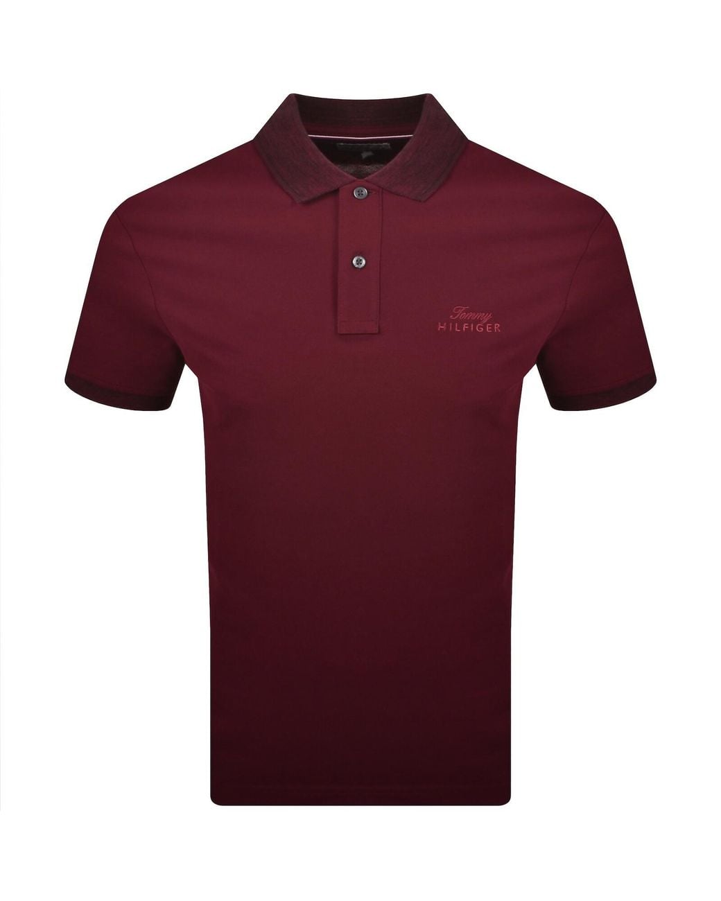 Tommy Hilfiger Red Pique Melange Collar Polo for men
