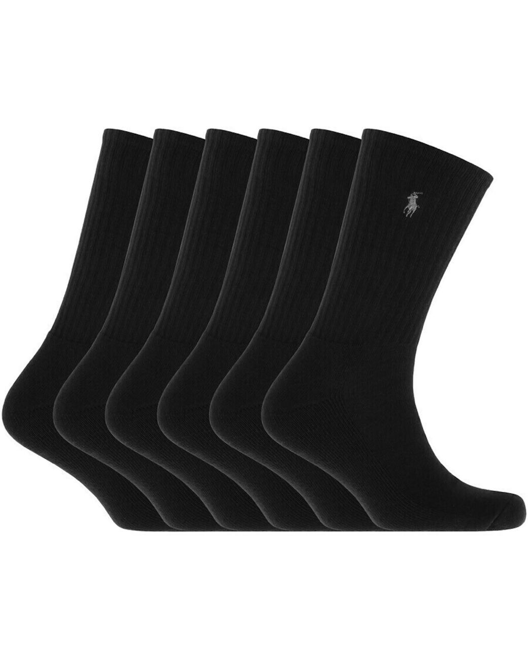 Ralph Lauren Black 6 Pack Crew Socks for men