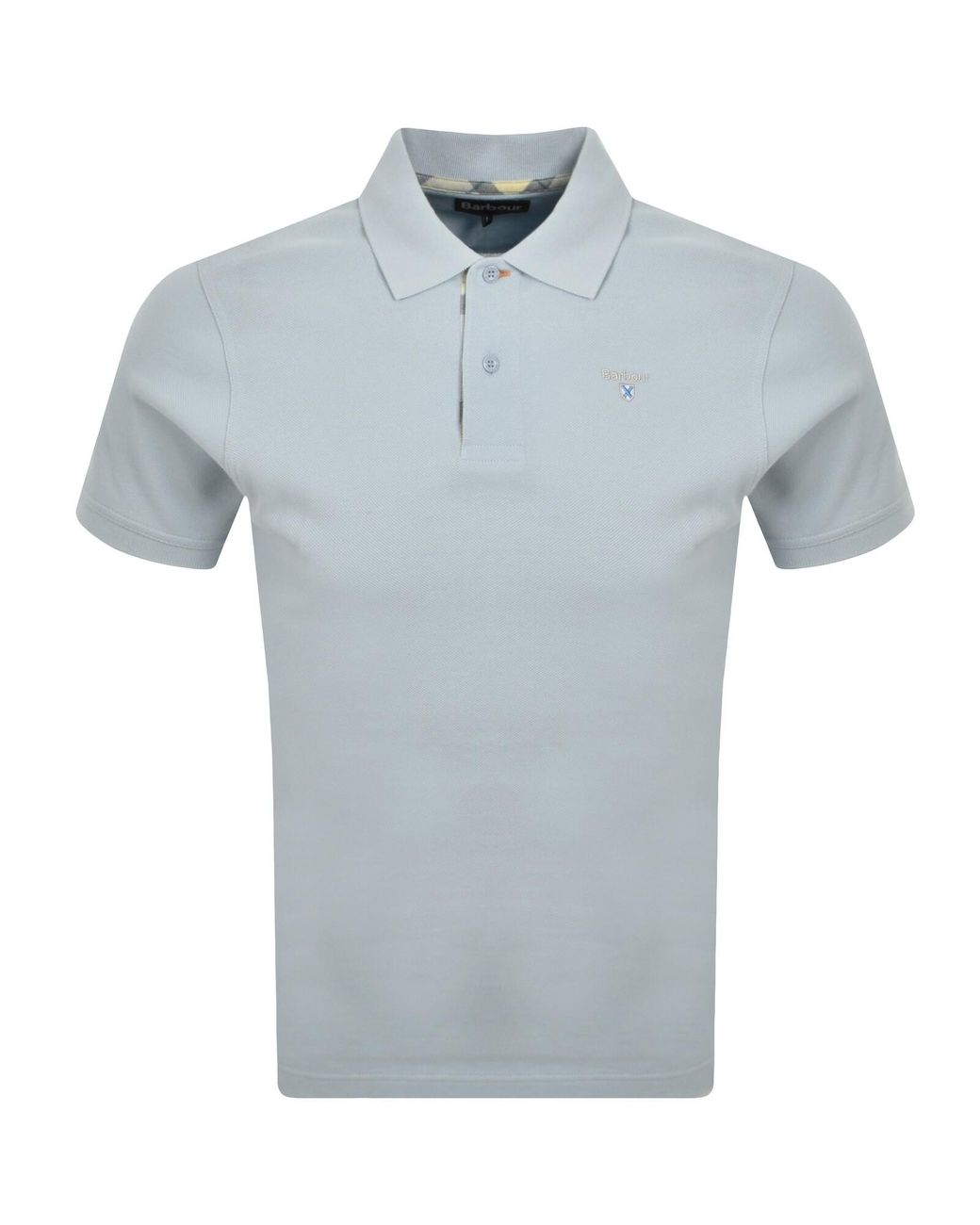 Barbour Blue Tartan Pique Polo T Shirt for men