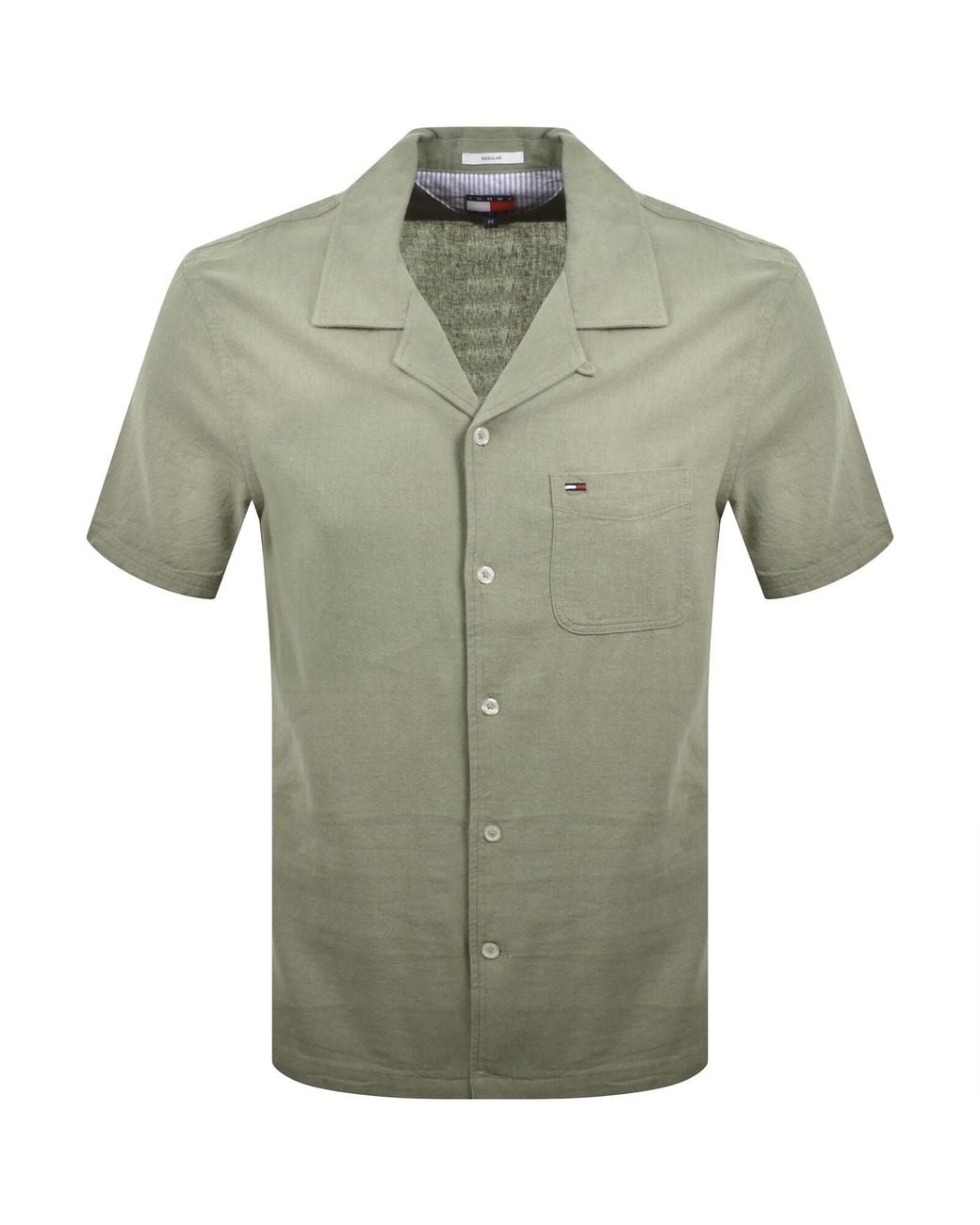 Tommy Hilfiger Green Linen Blend Shirt for men