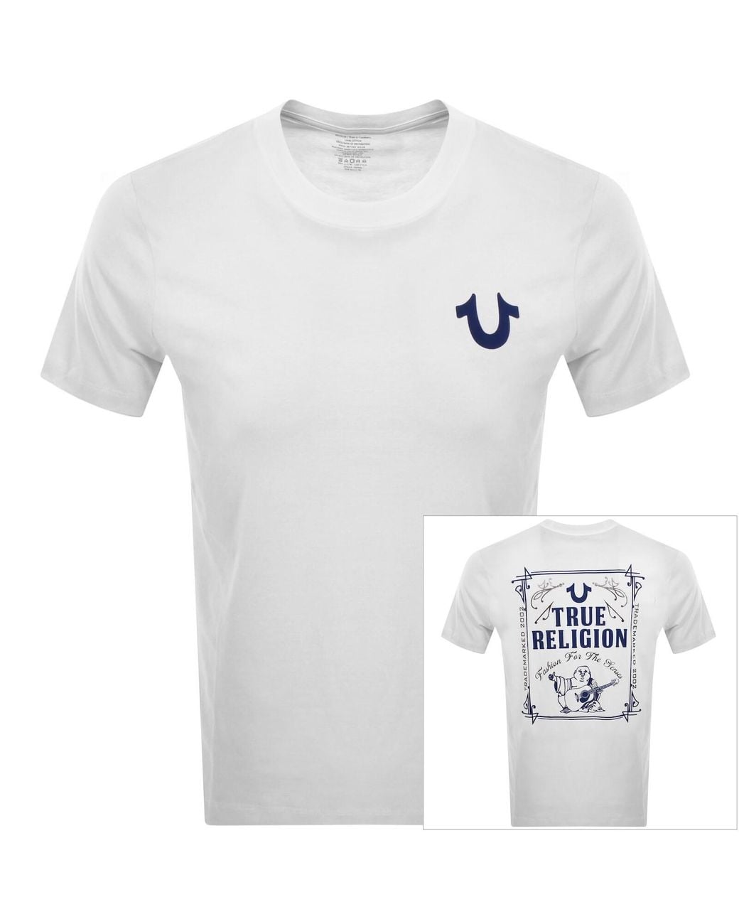 True Religion White Rectangular Logo T Shirt for men