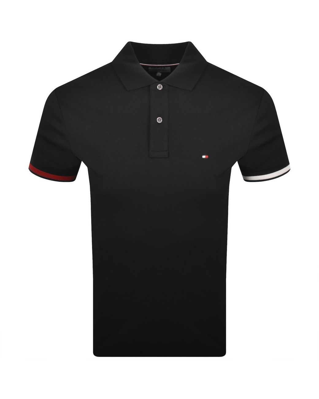 Tommy Hilfiger Black Liquid Cotton Cuff Polo for men