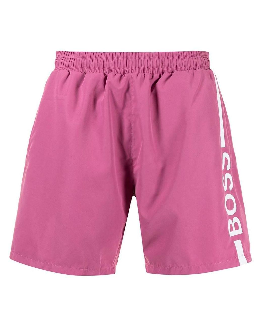 BOSS by Hugo Boss Synthetic Boss Logo Swim Shorts Pink for Men Lyst