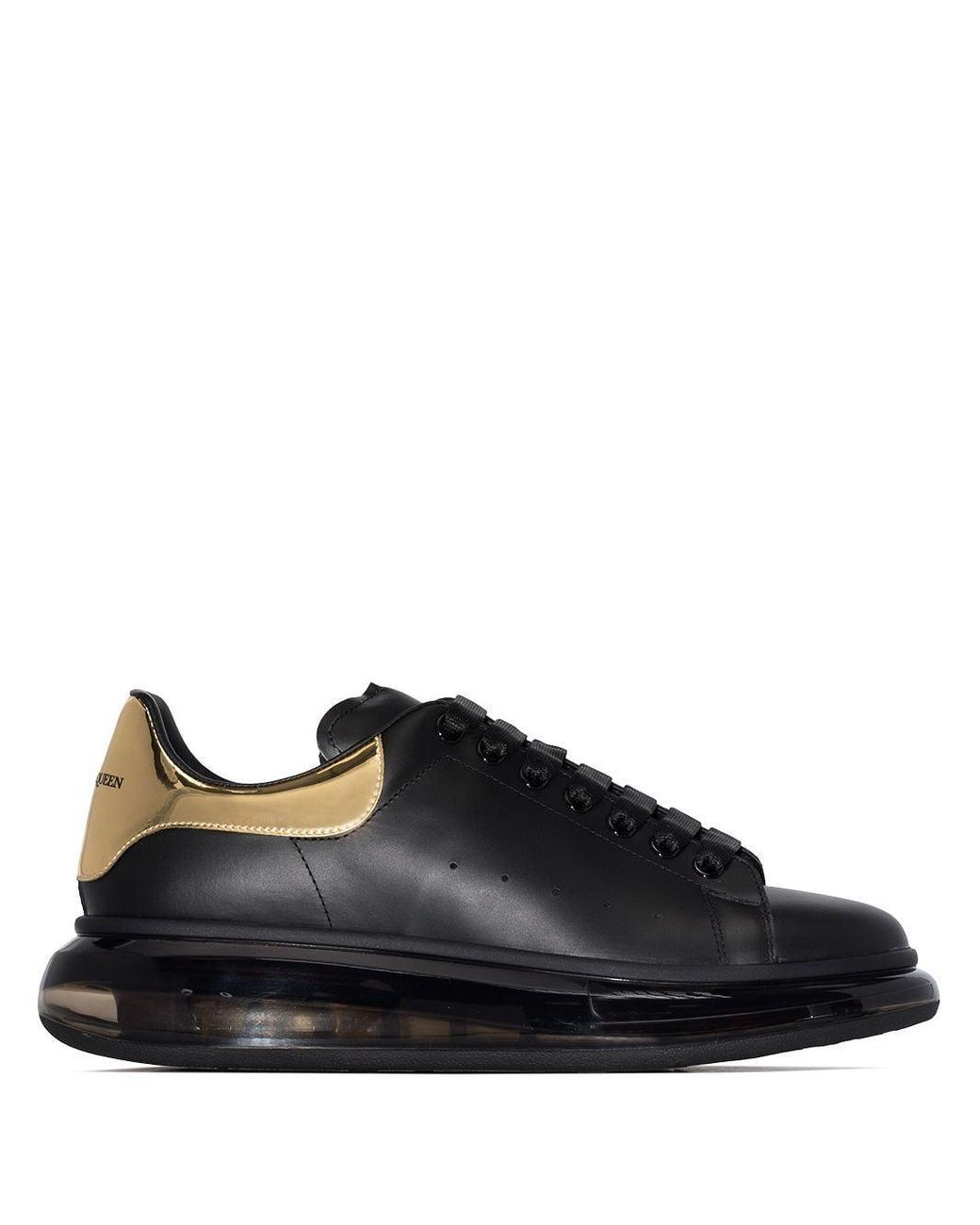 Alexander McQueen Oversized Leather Sneakers Black/gold for Men - Lyst