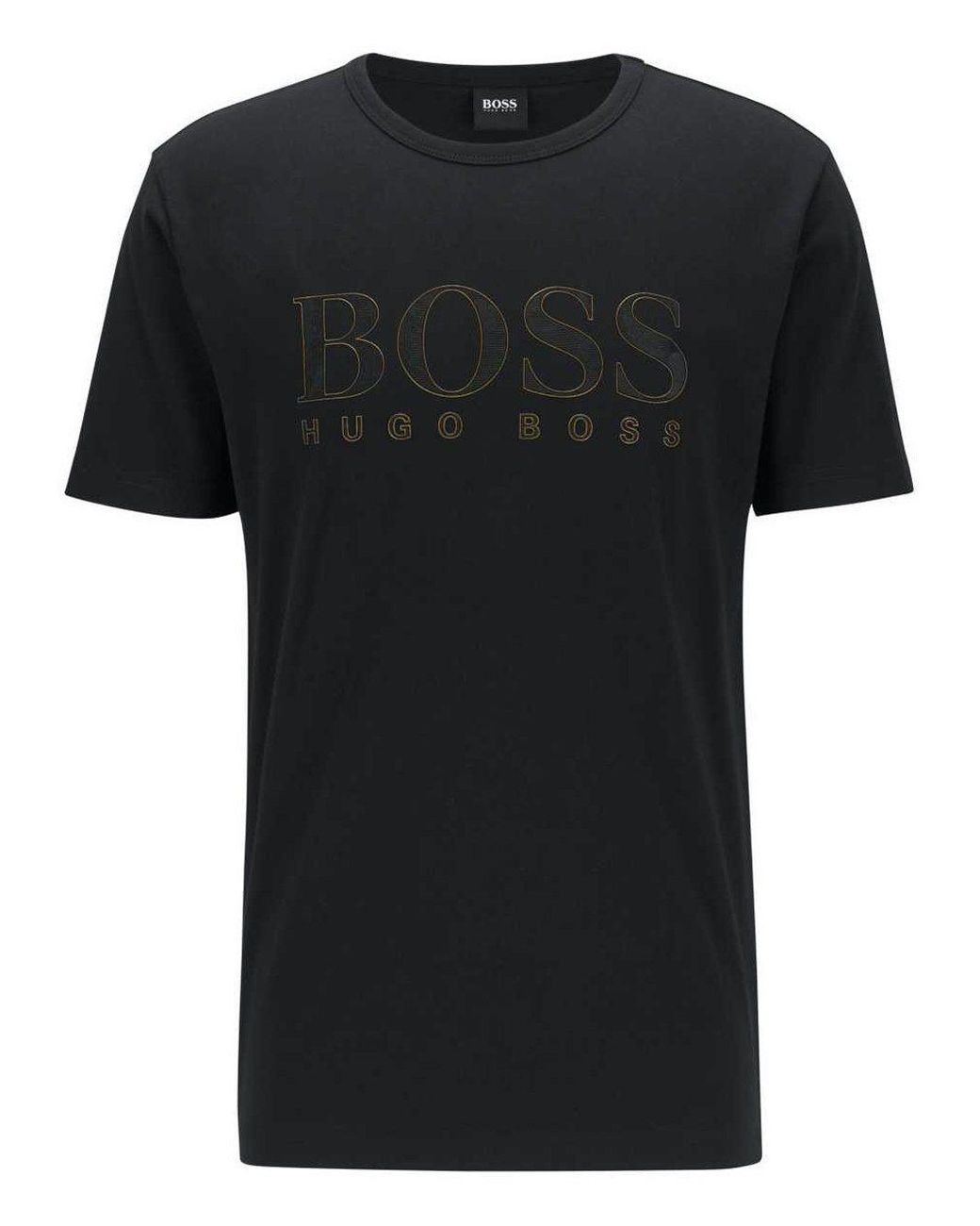 BOSS by Hugo Boss Boss Gold Effect Logo T-shirt Black for Men - Lyst