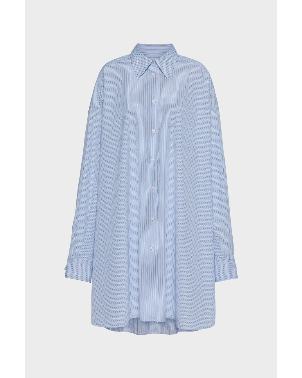 Maison Margiela Blue Cotton Poplin Pinstripe Shirt