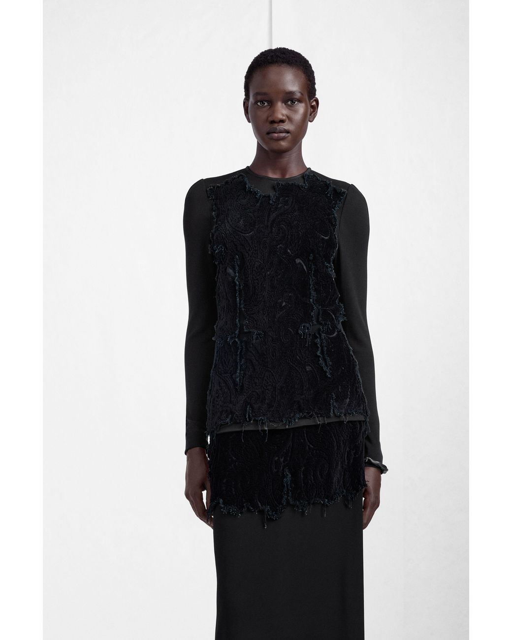 Maison Margiela Black Tapestry Panel Long-Sleeve Top