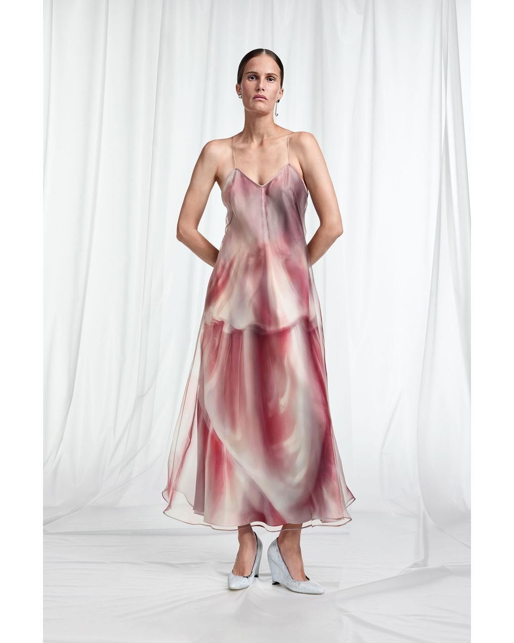 Maison Margiela Pink Trompe L'Oeil Organza Slip Dress