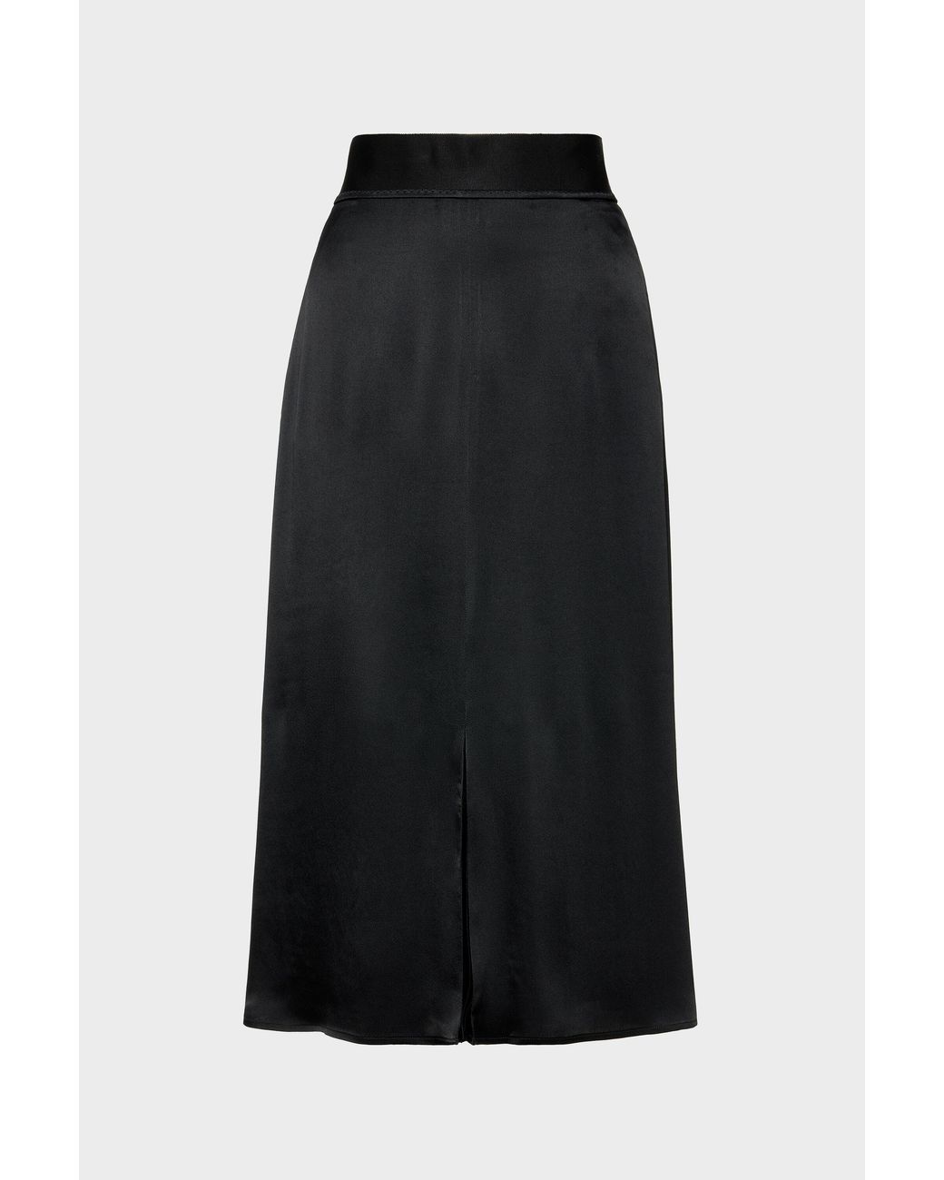 Maison Margiela Black Washed Silk Satin Midi Skirt