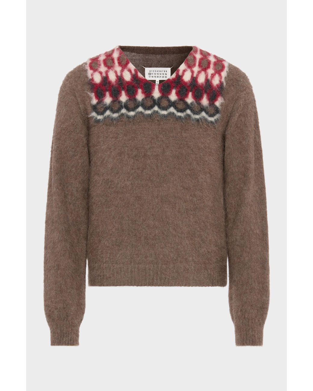 Maison Margiela Brown Alpaca Wool V-Neck Sweater for men