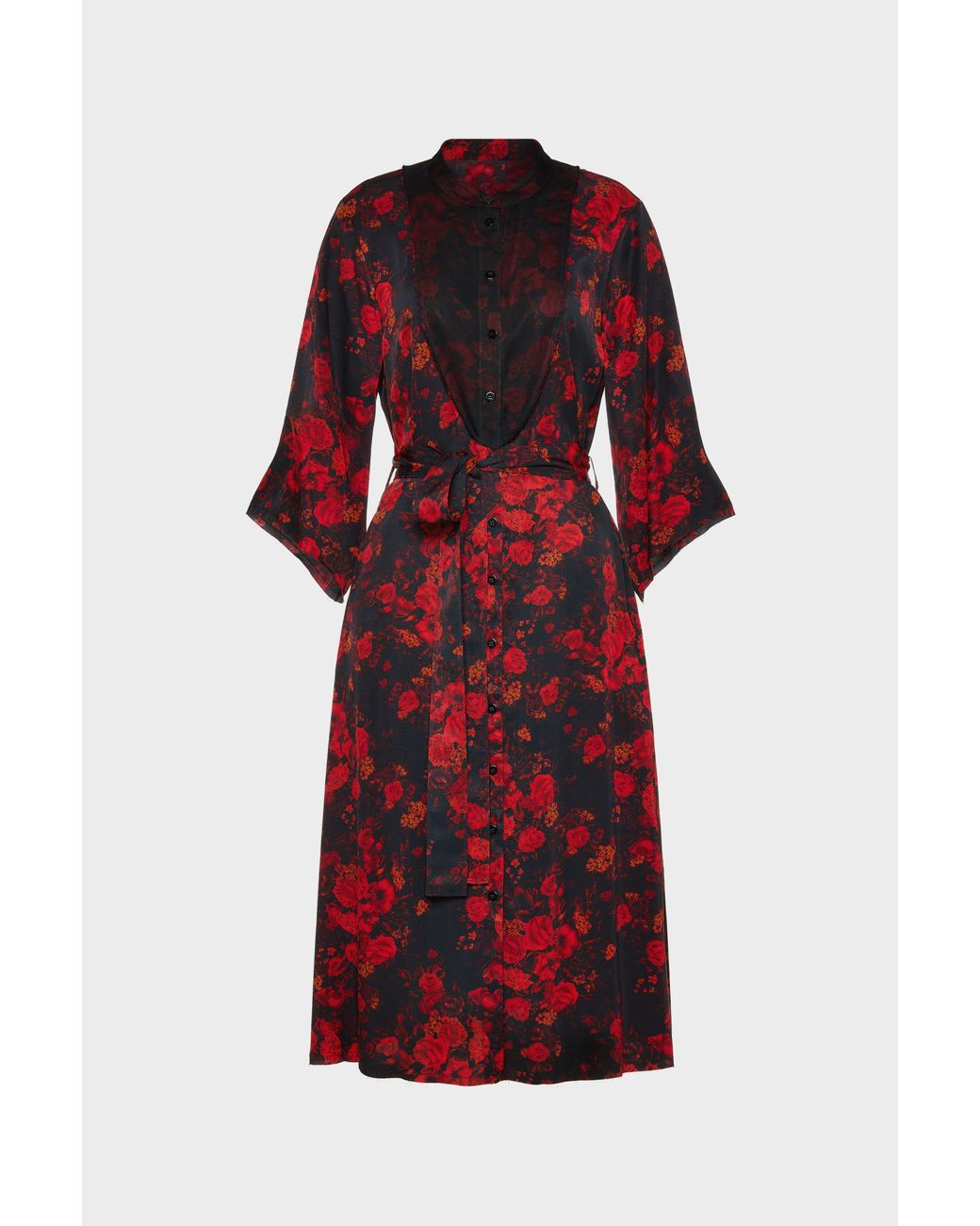 Maison Margiela Red Printed Midi Shirt Dress