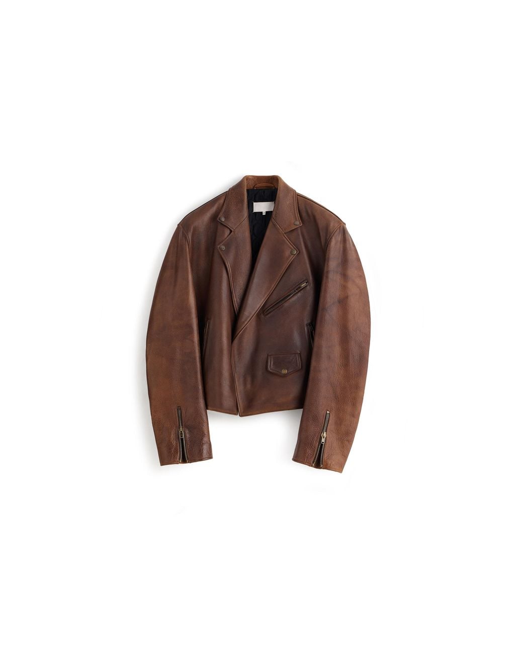Maison Margiela Brown Biker Leather Jacket for men