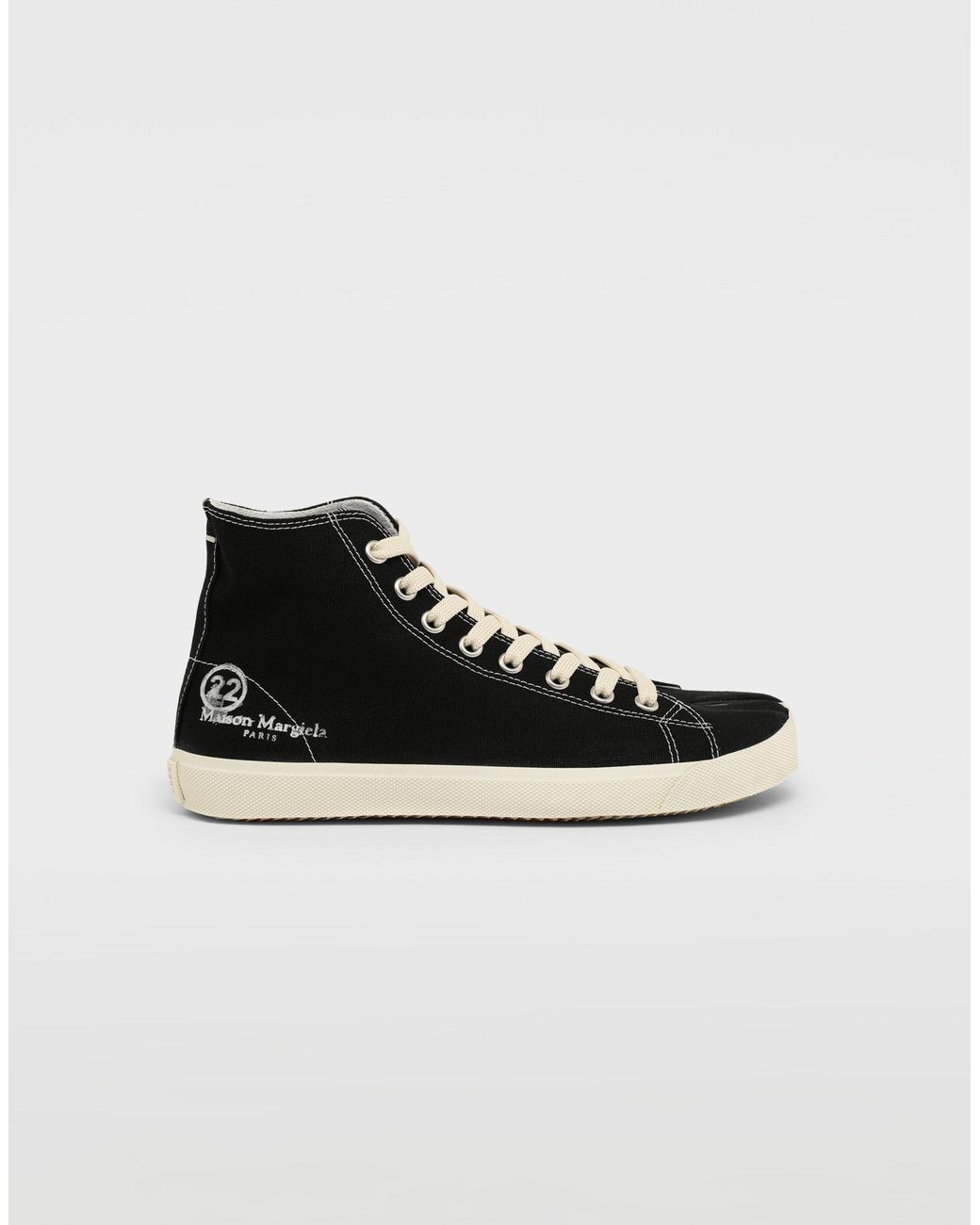 Maison Margiela Cotton Tabi High Top Sneakers in Black for Men - Lyst