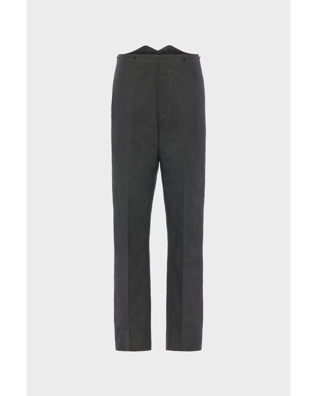 Maison Margiela Gray Creased Cotton Silk Trousers for men